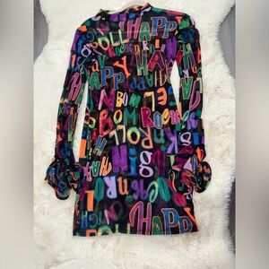 Colorful Graphic Long Sleeve Dress